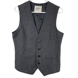 Old Navy men's wool blend, gray tweed, herringbone vest.